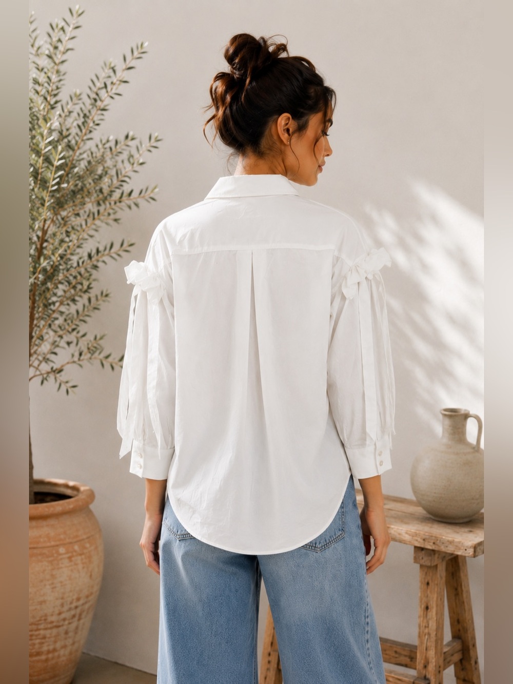 Simone Rocha White Ruffle Button Down Blouse - Picture 2 of 9